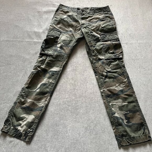 Old Navy Camo Pants Men 30x32 Green Cargo Utility Military Outdoor Hiking Y2K - Picture 1 of 8